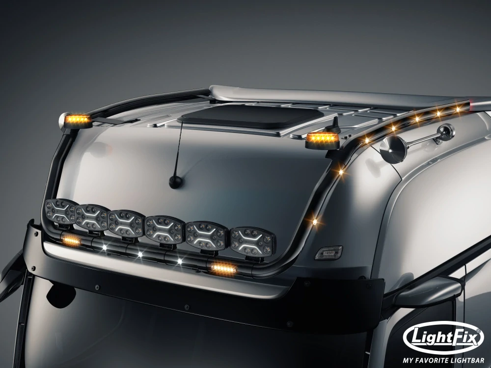 Střešní nerezový rám Lightfix SKY-LIGHT "V-MAX" lakovaný – MERCEDES - ACTROS (PROCABIN) - GIGA SPACE