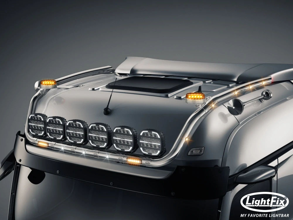 Střešní nerezový rám Lightfix SKY-LIGHT "V-MAX" nerezový – MERCEDES - ACTROS (PROCABIN) / AROCS - BIGSPACE