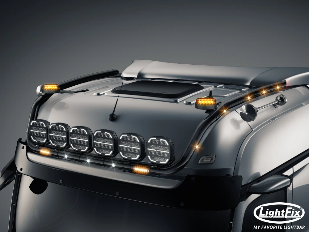 Střešní nerezový rám Lightfix SKY-LIGHT "V-MAX" lakovaný – MERCEDES - ACTROS (PROCABIN) / AROCS - BIGSPACE