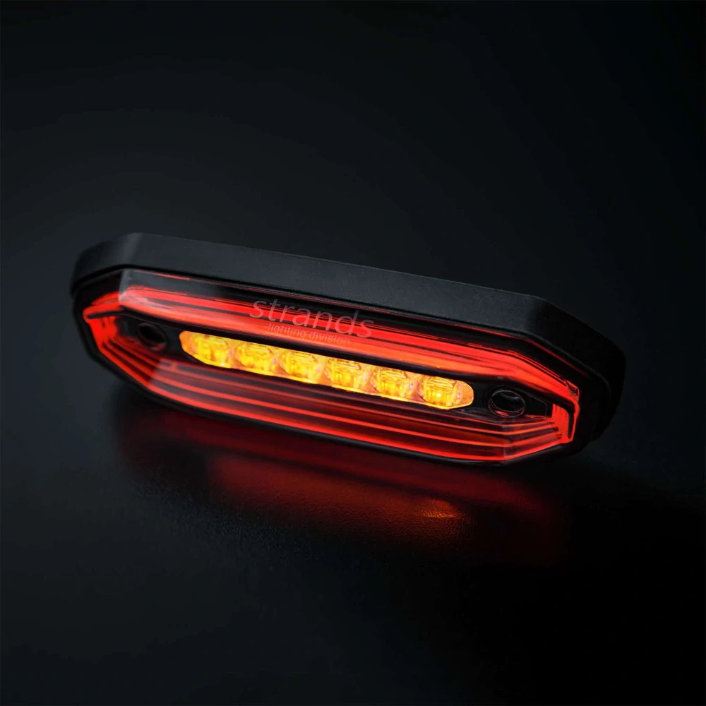 LED Výstražné světlo Strands FOR9T Aura, s pozičním světlem, 10-48V, ECE R10, R148, R65 - červená