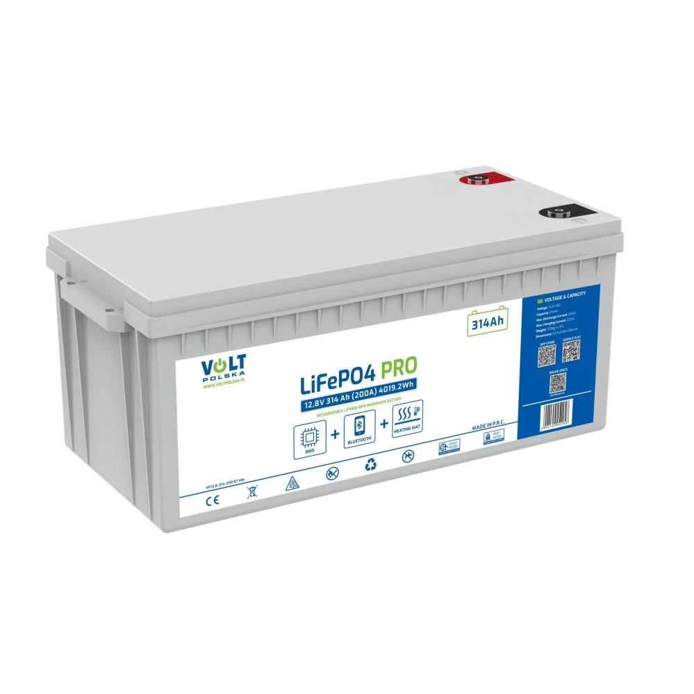 LiFePO4 PRO akumulátor Volt Polska 12,8V 314Ah 200A BMS Bluetooth Vyhřívání