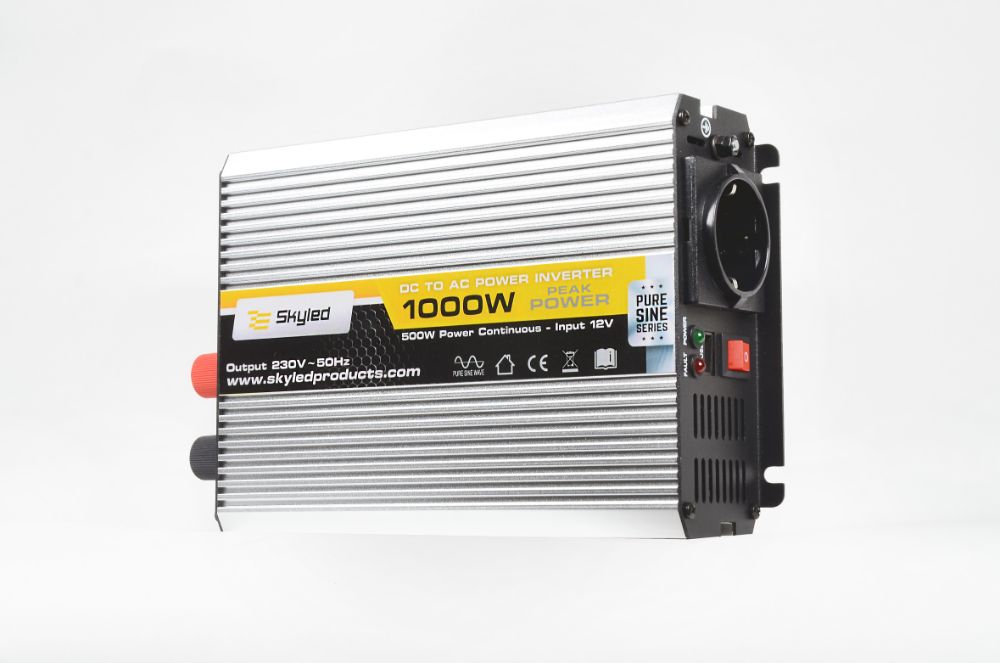 Měnič napětí Skyled 12V/230V, 1000W (500W trvalý), čistý Sinus