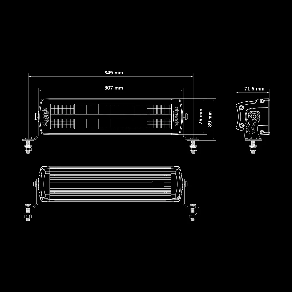 LED rampa Strands SIBERIA OUTLAW UDX 12" (302,4mm), s pozičním světlem, 10-32V, 110W, R10