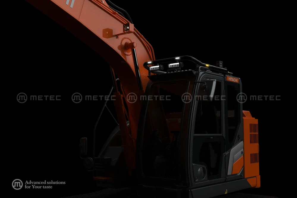 Střešní nerezový rám, 8 LED, 8 upínadel světel, pro HITACHI 135US-7 21-, lakovaný