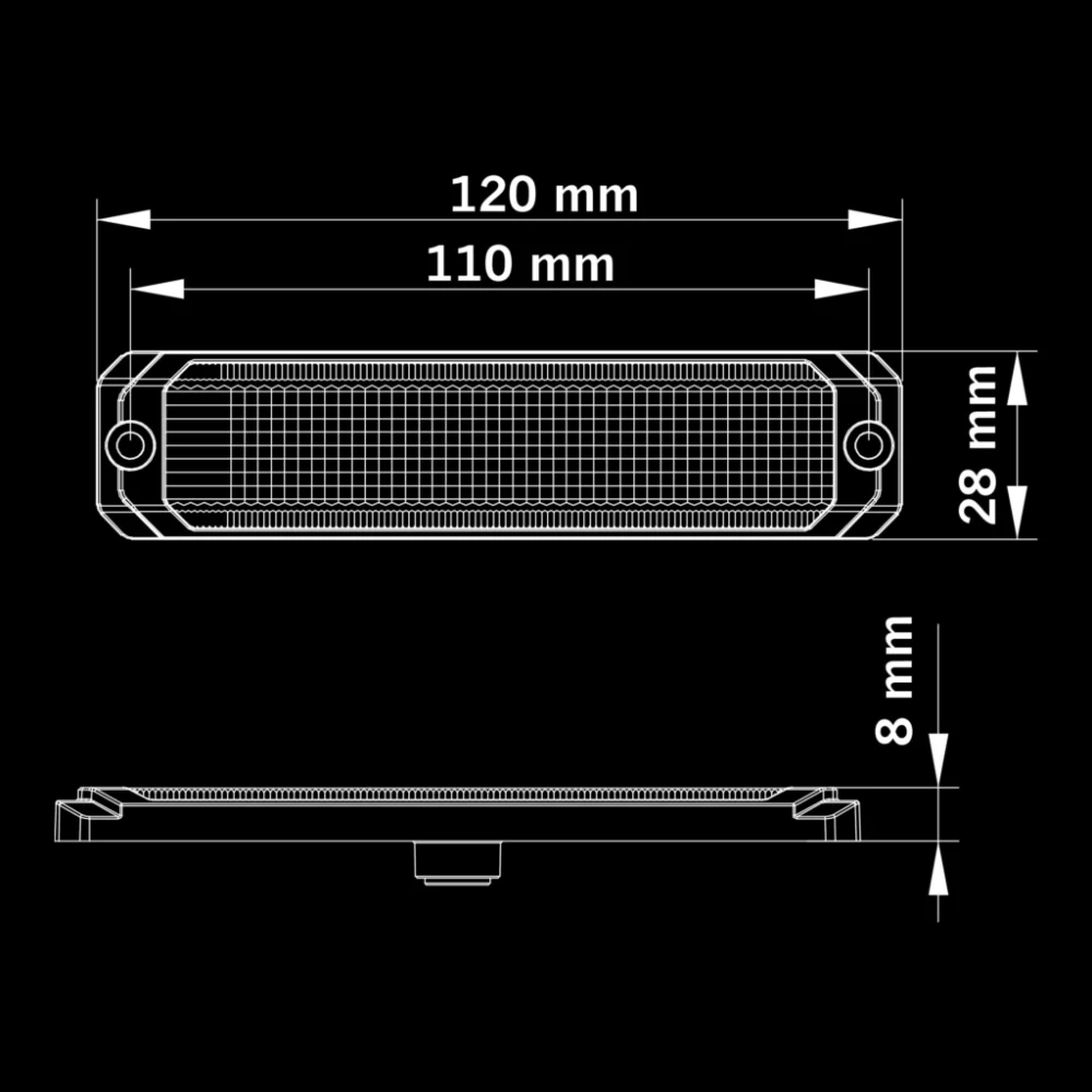 LED poziční světlo Strands Dark Knight SM6, 10-32V, 3,3W, R10- oranžové