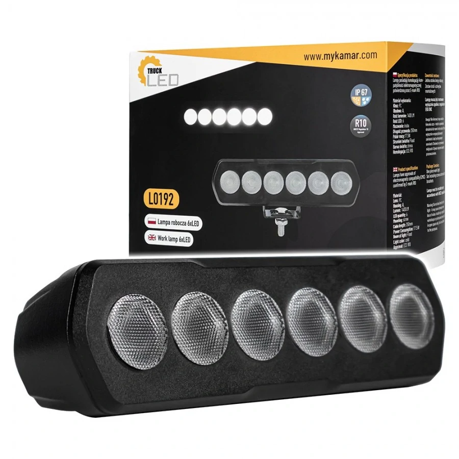 LED pracovní světlo Kamar BLACK 160mm, 6xLED, 1400lm, 12V/24V