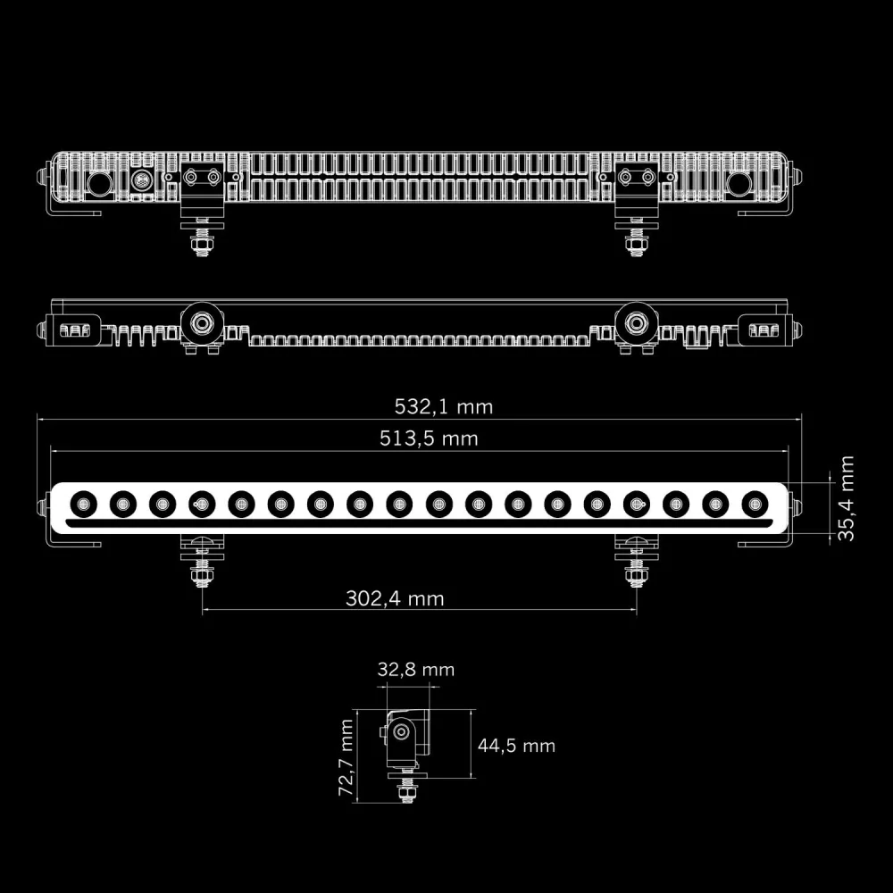 LED rampa Strands Nuuk D-Line 20" s pozičním světlem, 9-36V, 124W, 11000lm