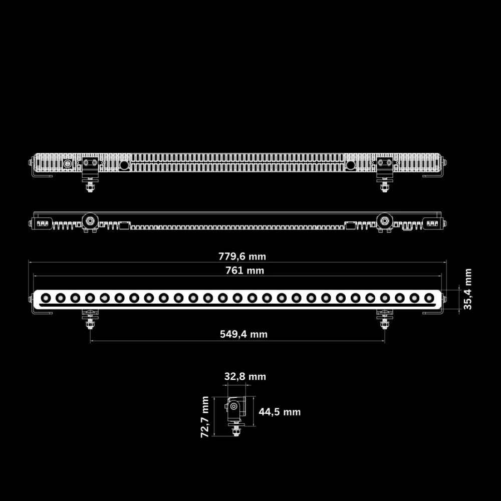 LED rampa Strands Nuuk D-Line 30" s pozičním světlem, 9-36V, 165W, 15000lm