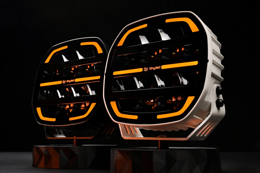 LED přídavný reflektor Skyled Moai 7x - 7" s pozičním světlem, 9-36V, 12000lm, 136W, ECE R10, R148, R149 - Bílý