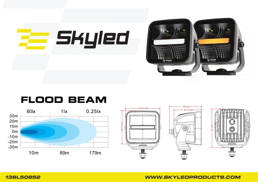 Pracovní světlo Skyled Dark Illusion QP40F (rozptylné světlo), s pozičním světlem, 10-30V, 40W, 4800lm, R10