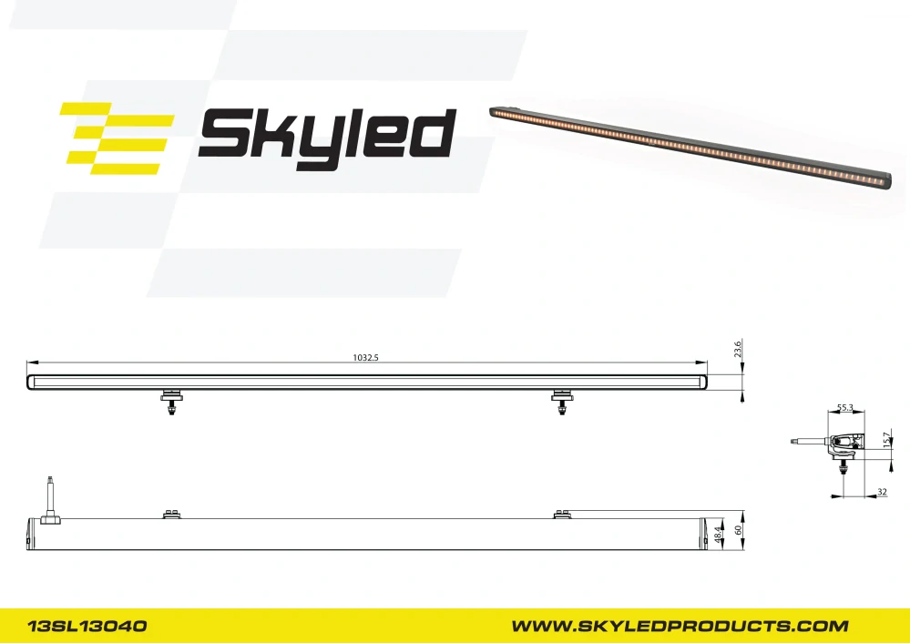 LED výstražná rampa, Skyled Monit 40" (1032,5mm), dynamický start, ECE R65
