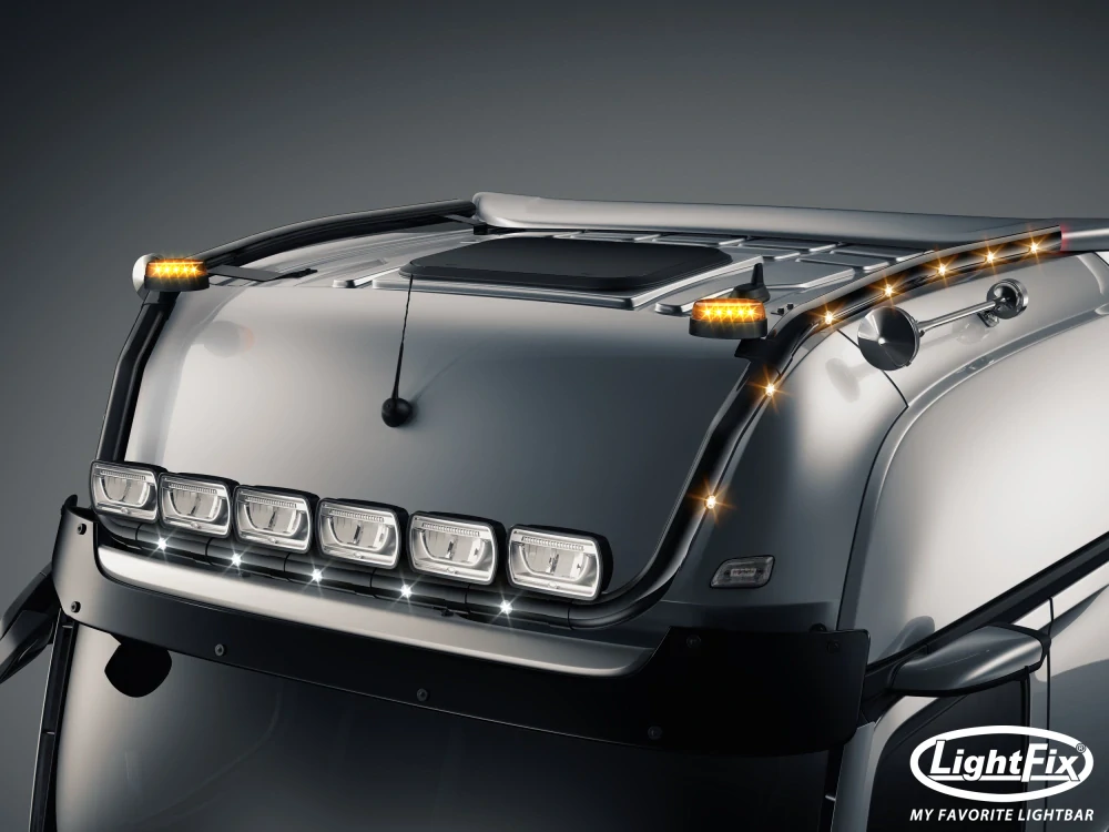 Střešní nerezový rám Lightfix SKY-LIGHT "V-MAX" lakovaný – MERCEDES - ACTROS (PROCABIN) - GIGA SPACE