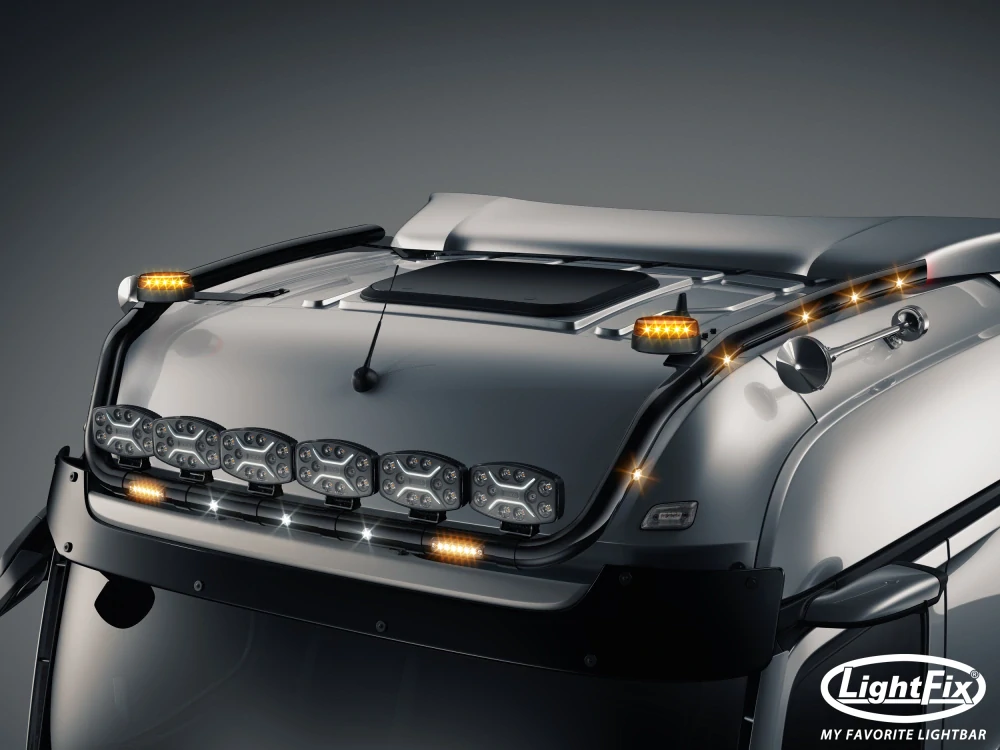 Střešní nerezový rám Lightfix SKY-LIGHT "V-MAX" lakovaný – MERCEDES - ACTROS (PROCABIN) / AROCS - BIGSPACE
