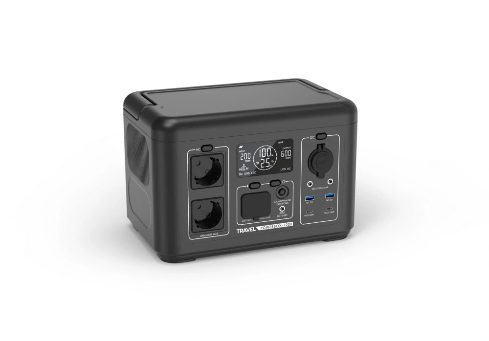 TRAVEL POWERBOX 1200 – přenosná nabíjecí stanice 600 W / 512 Wh LiFePO4 s čistou sinusoidou