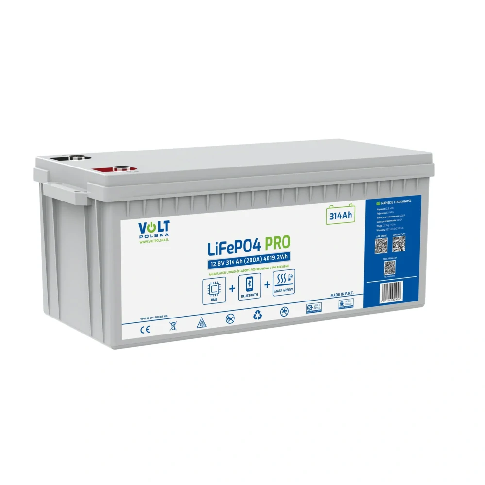 LiFePO4 PRO akumulátor Volt Polska 12,8V 314Ah 200A BMS Bluetooth Vyhřívání