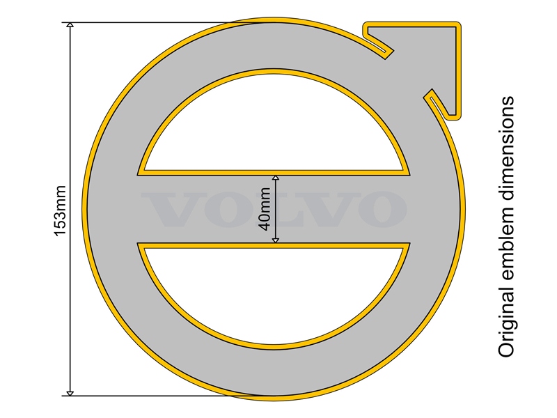 Podsvícená základná originálního znaku 15 cm Volvo FH/FM -2013 a všechny FMX- Oranžová