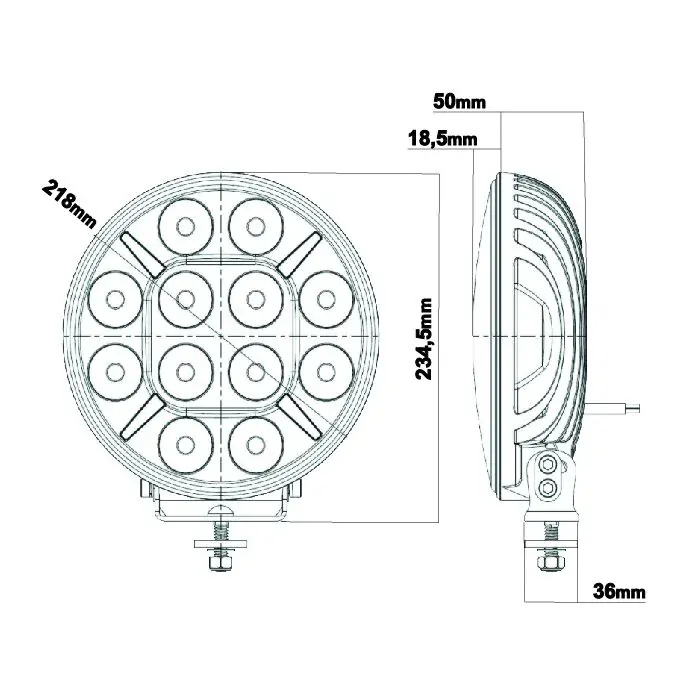 LED světlomet Ledson Pollux9+ Gen3 9", s pozičním světlem, strobo, 120W, 13000 lm, strobo ECE R112