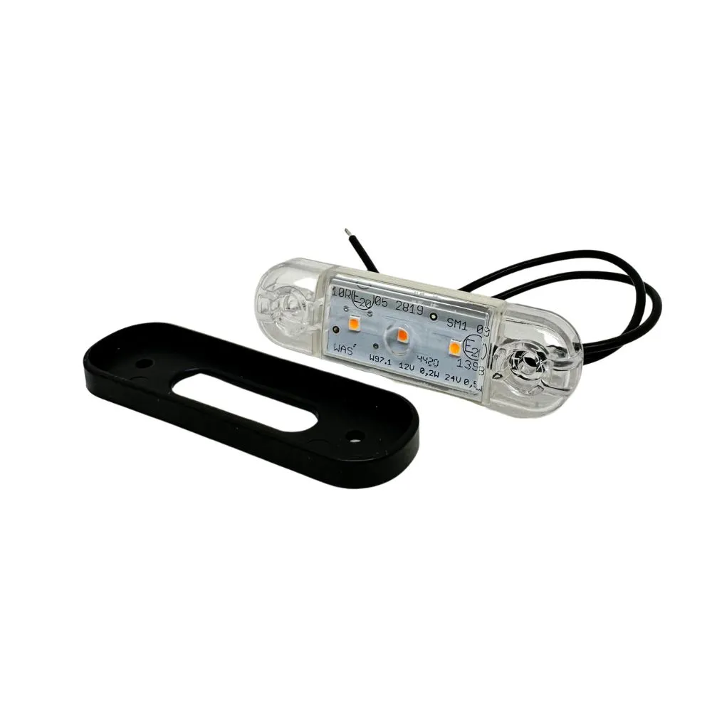 LED poziční světlo čiré plexi WAŚ, 12V-24V, ECE, IP 66/68 oranžové