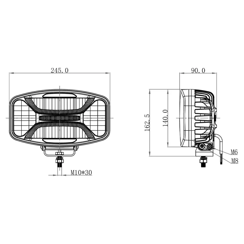 OZZ XO 1 LED přídavné světlo 245 mm, s pozičkou, ECE R112, 10-35V, 8160Lm, Osram LED, Strobo Černé