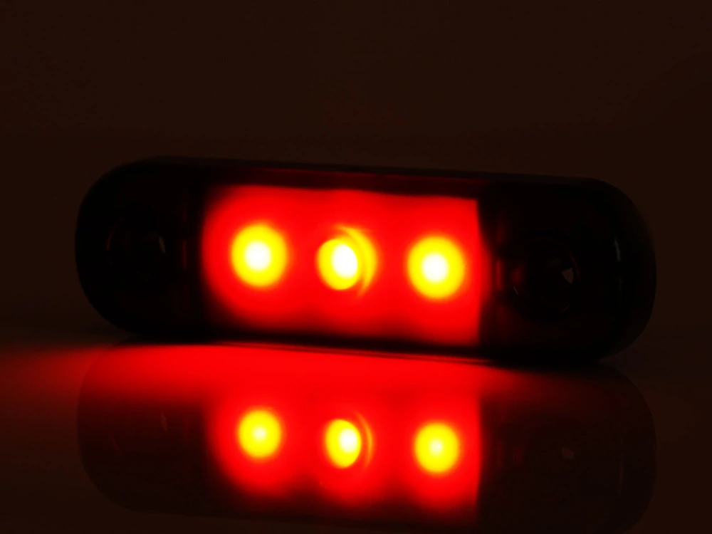 LED poziční světlo Waś 12-24V, zatmavené, 3 LED- červené