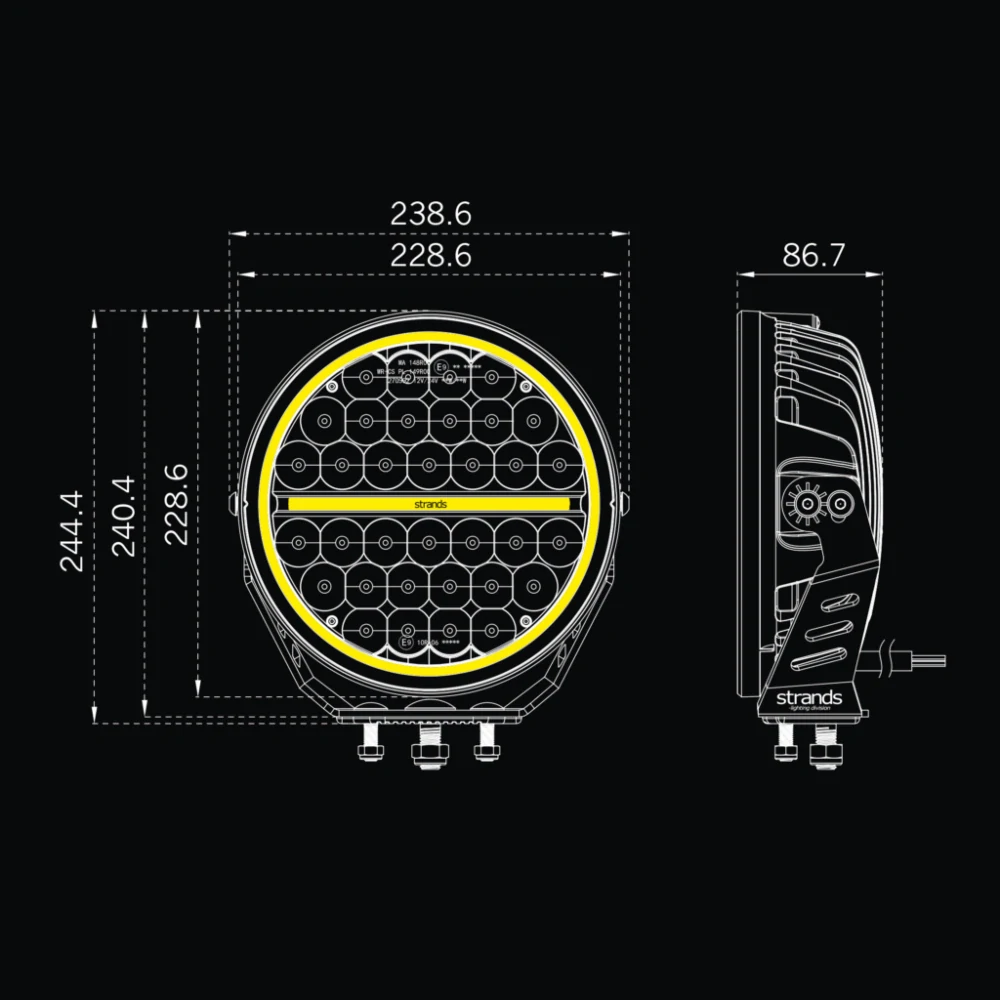 LED přídavný reflektor Strands SIBERIA XP DRIVING LIGHT 9" (22,8cm), poziční světlo, 11-40V, ECE R148, R10, R112