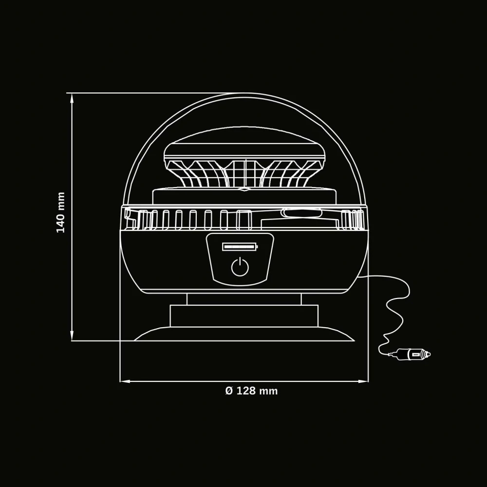 LED maják na magnet nabíjecí, Strands Big Energy 128mm- oranžové sklo