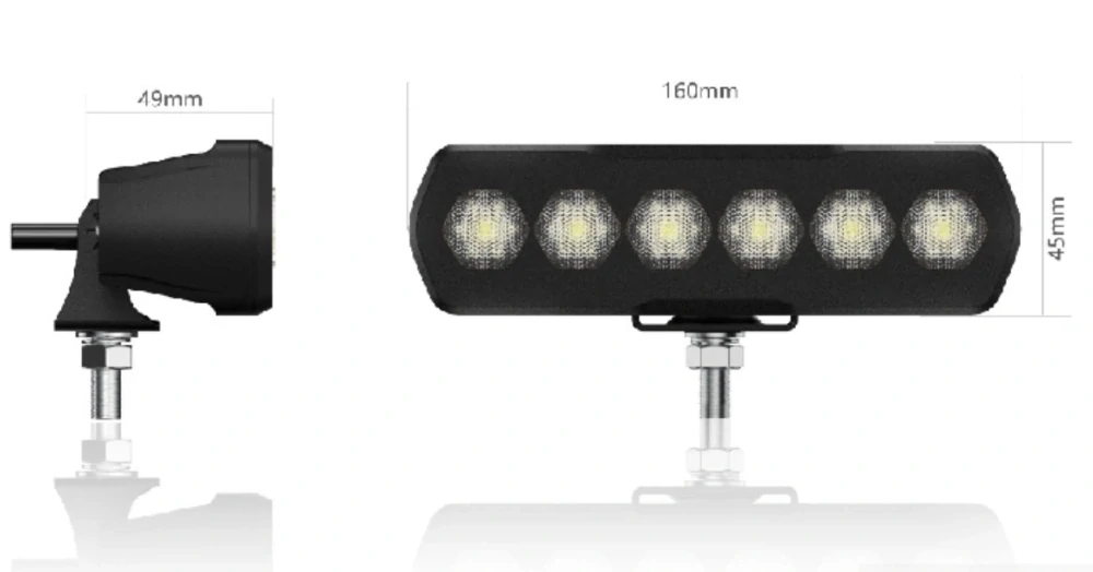 LED pracovní světlo Kamar BLACK 160mm, 6xLED, 1400lm, 12V/24V