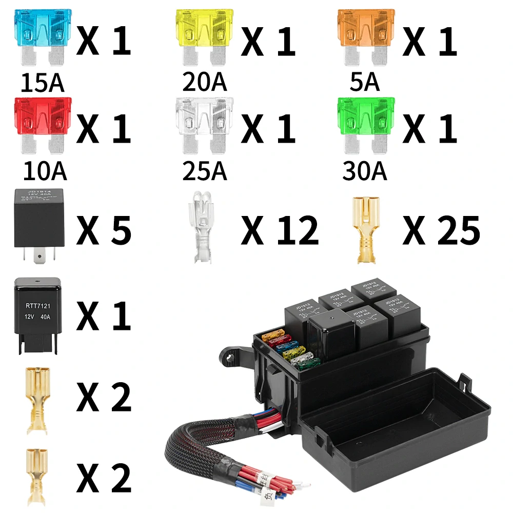 Reléový a pojistkový box 6 / 6, osazený, 12V