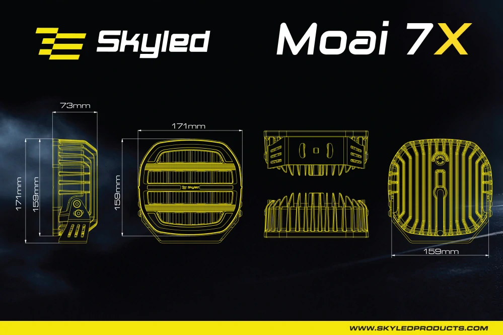 LED přídavný reflektor Skyled Moai 7x - 7" s pozičním světlem, 9-36V, 12000lm, 136W, ECE R10, R148, R149 - Bílý