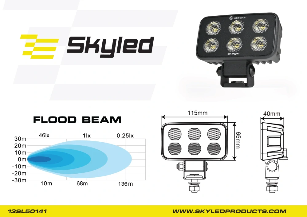 Pracovní světlo Skyled Ater STD R60F (rozptylné), 6600lm, 60W, 10-30V, ECE R10