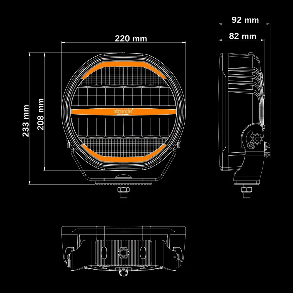 LED dálkové světlo Strands Nuuk D-Line 9", 10-32V, 13400lm, IP69K