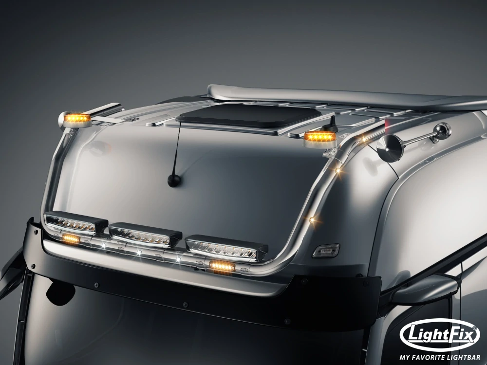 Střešní nerezový rám Lightfix SKY-LIGHT "V-TYPE" nerezový – MERCEDES - ACTROS (PROCABIN) - GIGA SPACE
