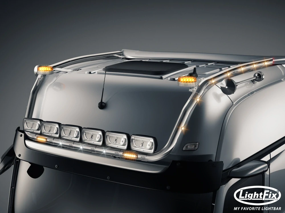 Střešní nerezový rám Lightfix SKY-LIGHT "V-MAX" nerezový – MERCEDES - ACTROS (PROCABIN) - GIGA SPACE