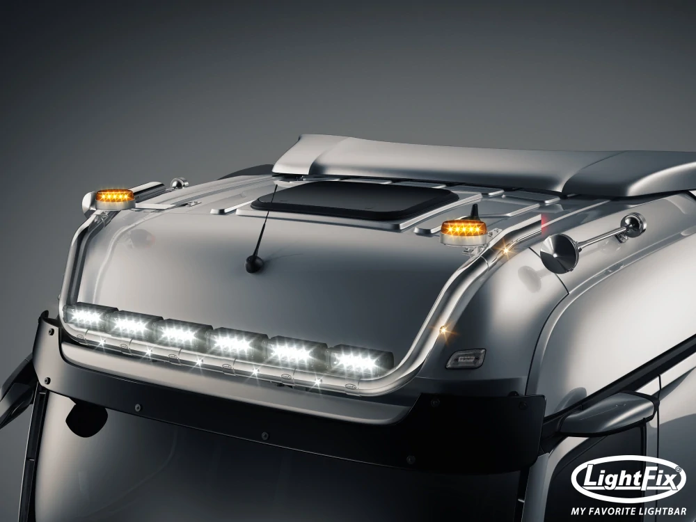 Střešní nerezový rám Lightfix SKY-LIGHT "V-TYPE" nerezový – MERCEDES - ACTROS (PROCABIN) / AROCS - BIGSPACE