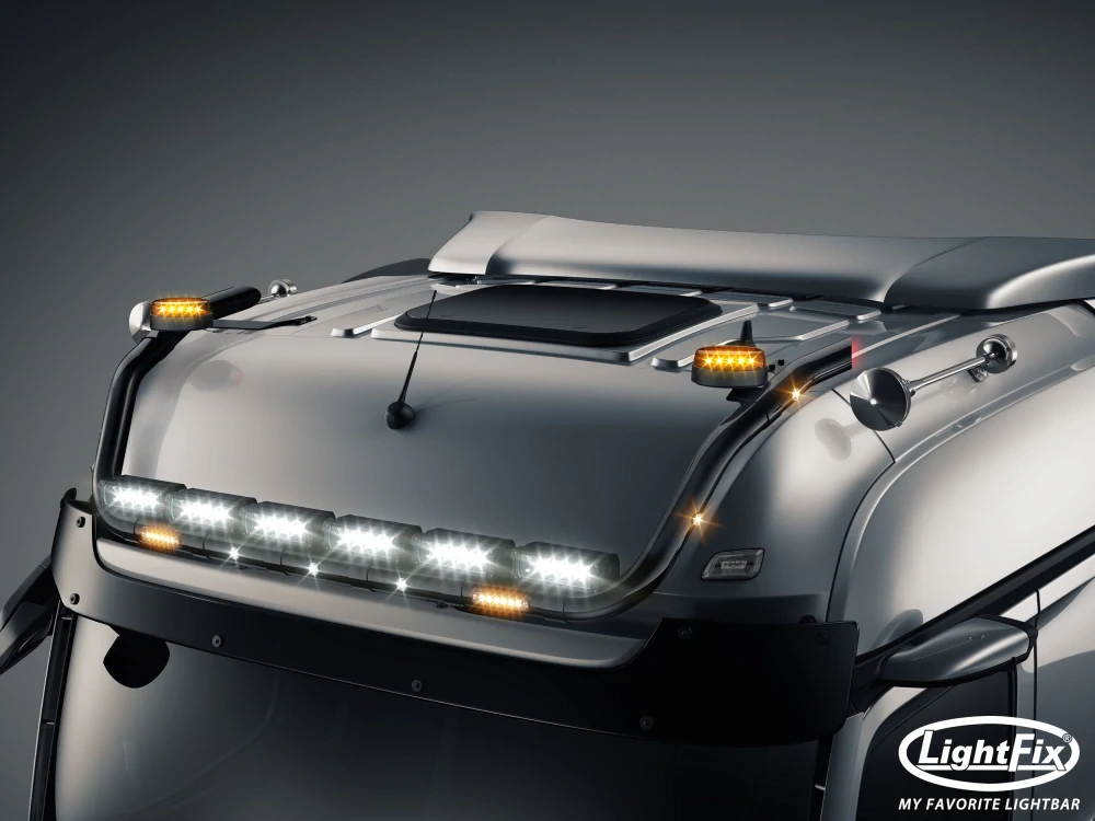 Střešní nerezový rám Lightfix SKY-LIGHT "V-TYPE" lakovaný – MERCEDES - ACTROS (PROCABIN) / AROCS - BIGSPACE