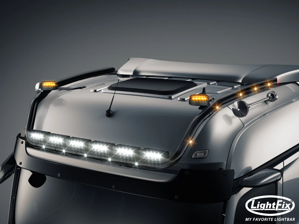 Střešní nerezový rám Lightfix SKY-LIGHT "V-MAX" lakovaný – MERCEDES - ACTROS (PROCABIN) / AROCS - BIGSPACE