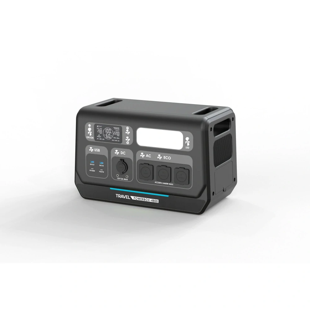 TRAVEL POWERBOX 4800 – přenosná nabíjecí stanice 2400 W / 2048 Wh LiFePO4 s čistou sinusoidou
