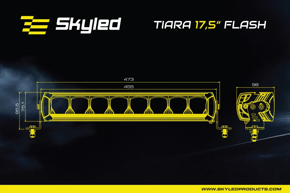 LED rampa SKYLED TIARA FLASH 17,5" 473 mm, 9-32V, 83W, 9000 Lm, Strobo
