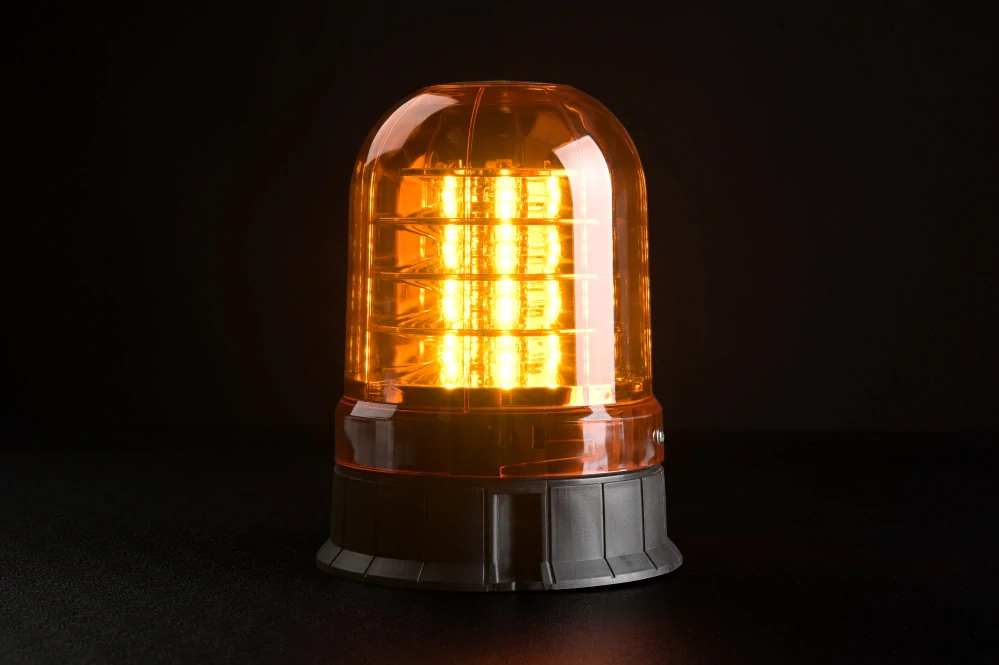 LED maják SKYLED BIG LANTERN 12–24 V, 38 LED, oranžový kryt, 3 režimy, R65, IP68, Ø 141 mm, výška 181 mm