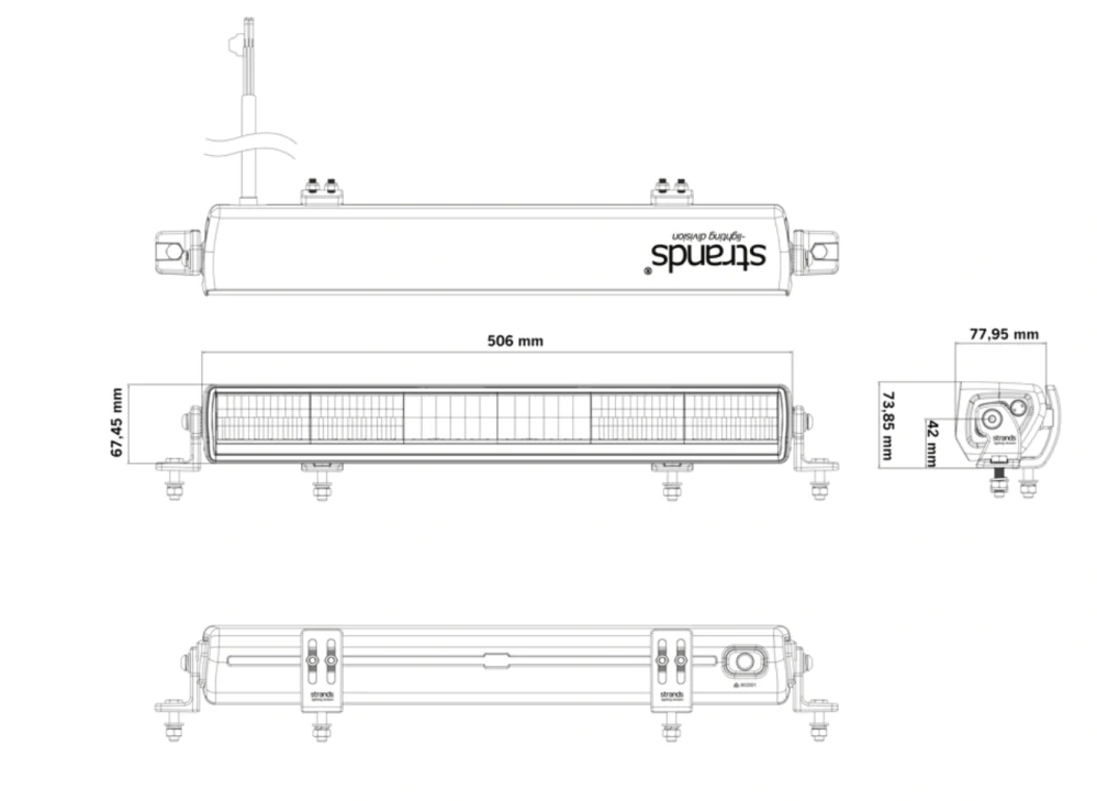 LED rampa Strands SKYN1 SKYLORD EXP 20″, 506 mm, 10-32V, 16600 Lm, 180 W, dosvit 754 m