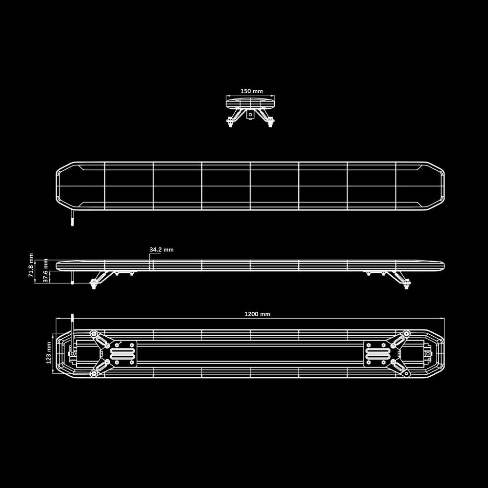 LED majáková rampa Strands SKYN1 SKYLORD EXP 1200 mm, 10-32V, 191 W, 24 vzorů, IP67, ECE R65 Class 2