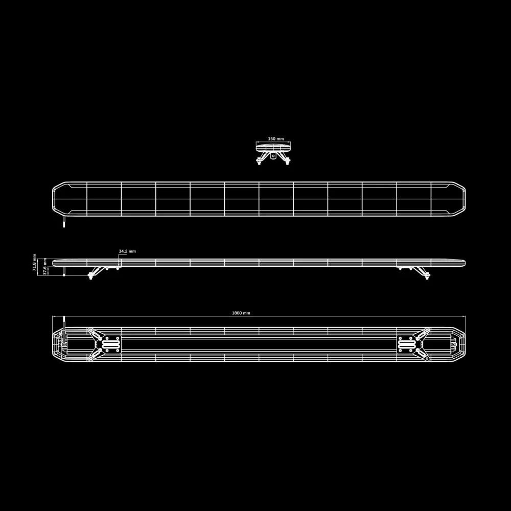 LED majáková rampa Strands SKYN1 SKYLORD EXP 1800 mm, 10-32V, 262 W, 24 vzorů, IP67, ECE R65 Class 2