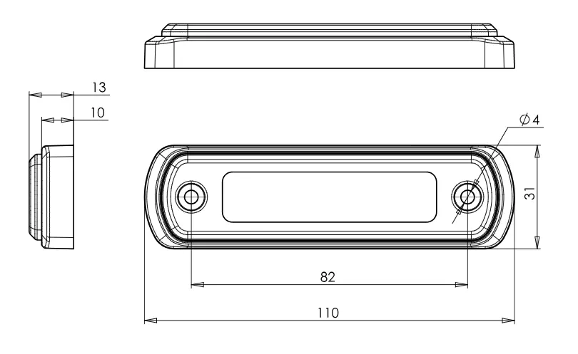 LED Lampa pozični boční WAŚ, 12V-24V, ECE, IP 66/68, univerzální