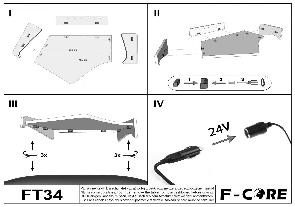 Polička středová + LED - Elegance, FORD F-MAX (2018-)