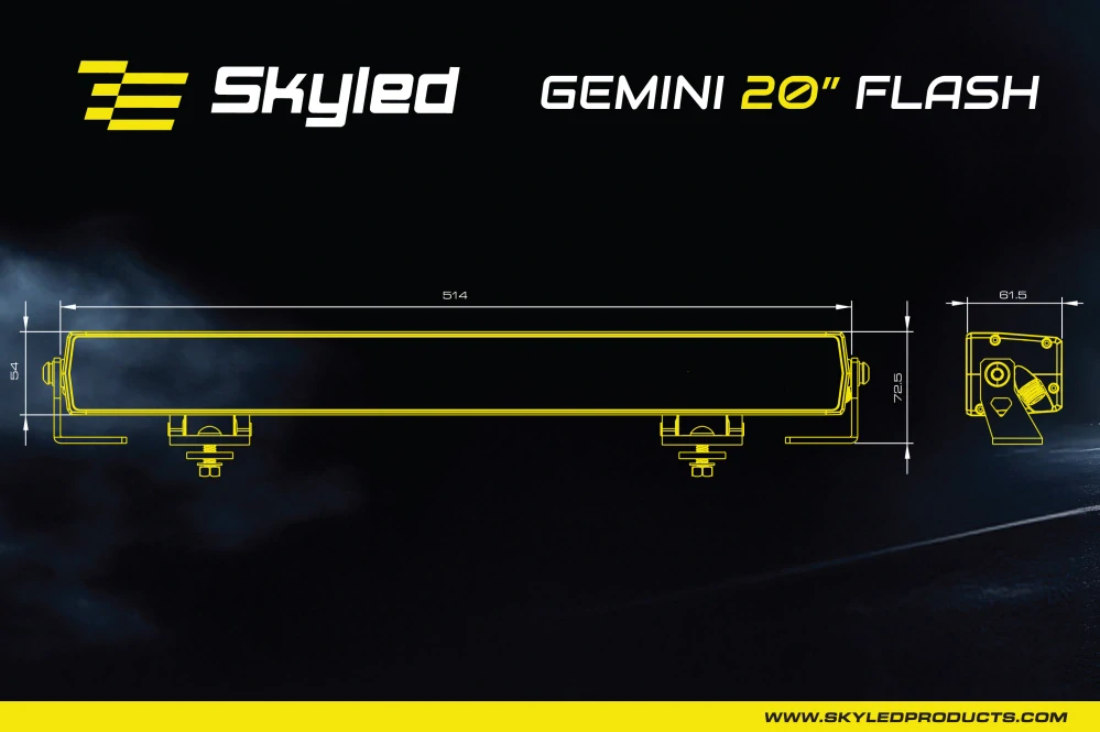 LED rampa Skyled GEMINI 520mm, s pozičním světlem, 120W, 9-36V, 11000lm, Strobo