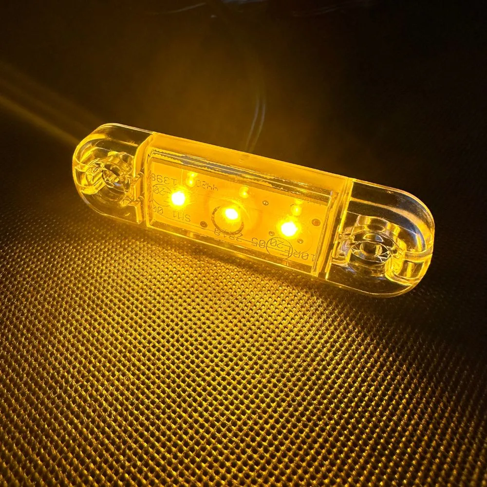 LED poziční světlo čiré plexi WAŚ, 12V-24V, ECE, IP 66/68 oranžové