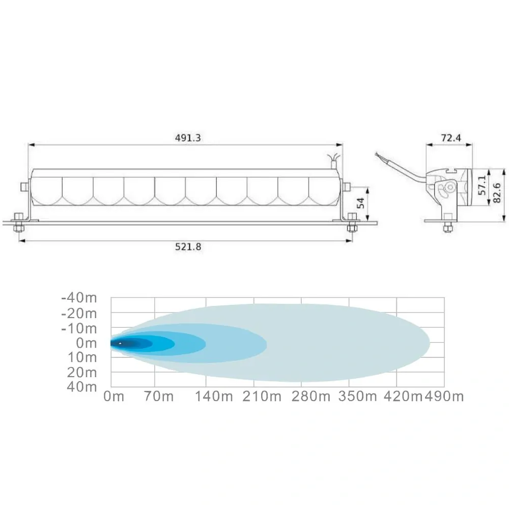 LED rampa Skyled Aries 522mm, 12-48V, s pozičním světlem