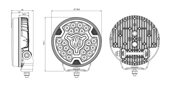 LED přídavný reflektor Waś 7" 178mm s pozičním světlem, strobo, 9000lm, 12-24V, ECE