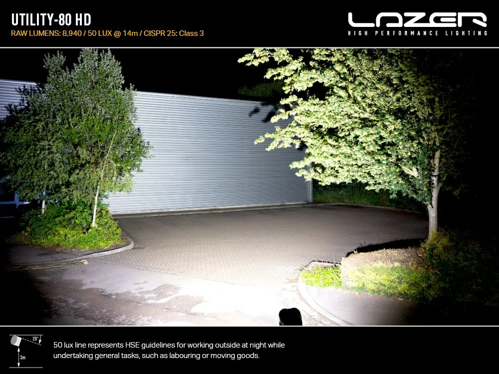 LED pracovní světlo LAZER UTILITY-80 HD, 8940lm, 10-32V, 80W, ECE R10, CISPR-25 (Class 3)