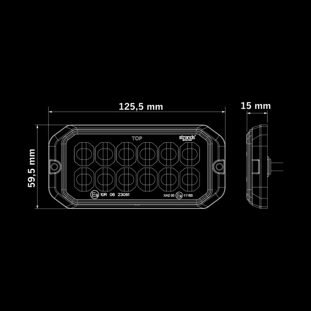 Výstražné světlo Strands Dark Knight, 12 LED, 10-32V, 25W, ECE R10, R65- oranžová/bílá
